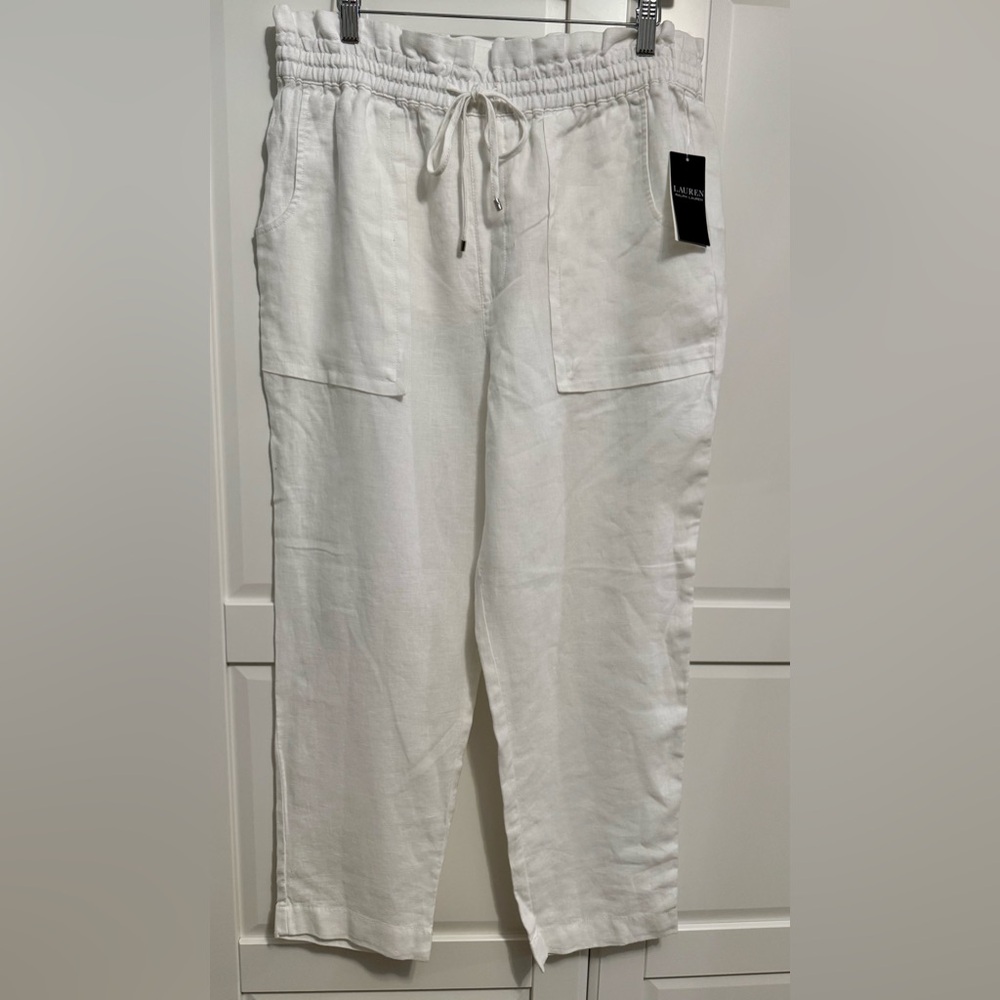 Lauren Ralph Lauren Women’s White 100% Linen Pants Size:10 NWT